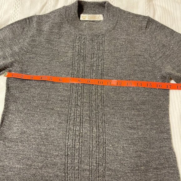 Vintage Camela Wool Knit Mockneck Sweater Grey- M - Picture 10 of 11